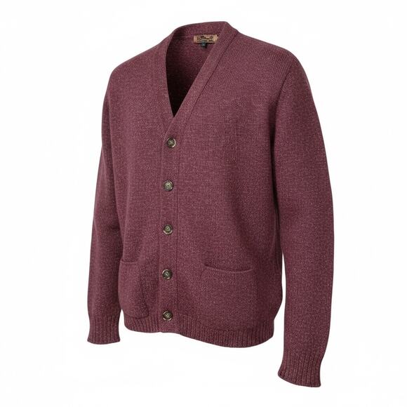 Vintage Jantzen Made USA Burgundy Wool Blend Button Up grandpa Cardigan large - Picture 16 of 16